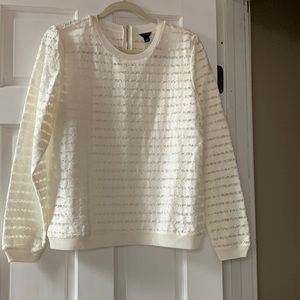 NWT- Ann Taylor cream sheer lace top size M